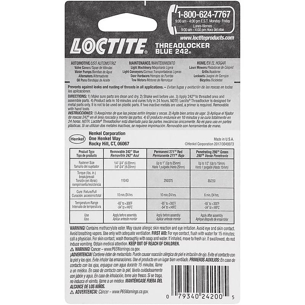 Loctite - 209728 - Medium Strength Threadlocker Liquid 0.2 oz