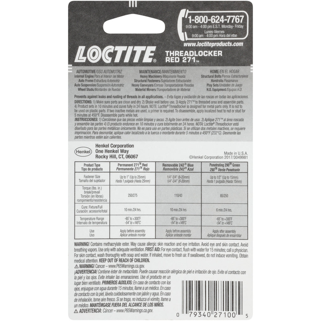 Loctite - 209741 - Threadlocker High Strength Threadlocker Liquid 0.2 oz