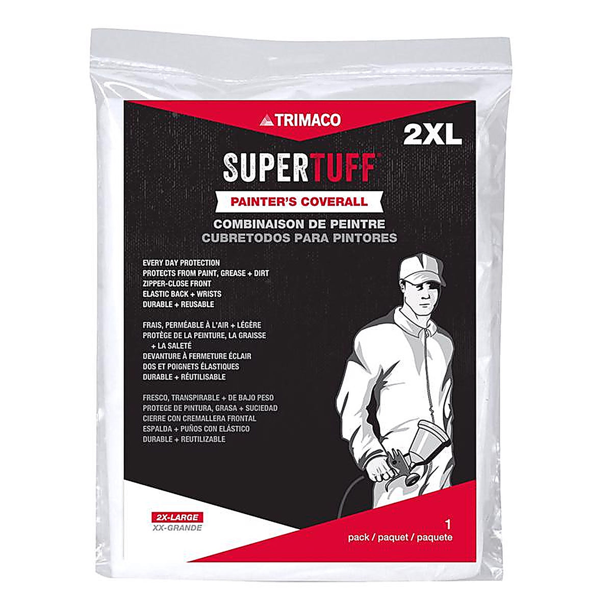 SuperTuff - 09907 - Polypropylene Coveralls White 2XLT 1 pk