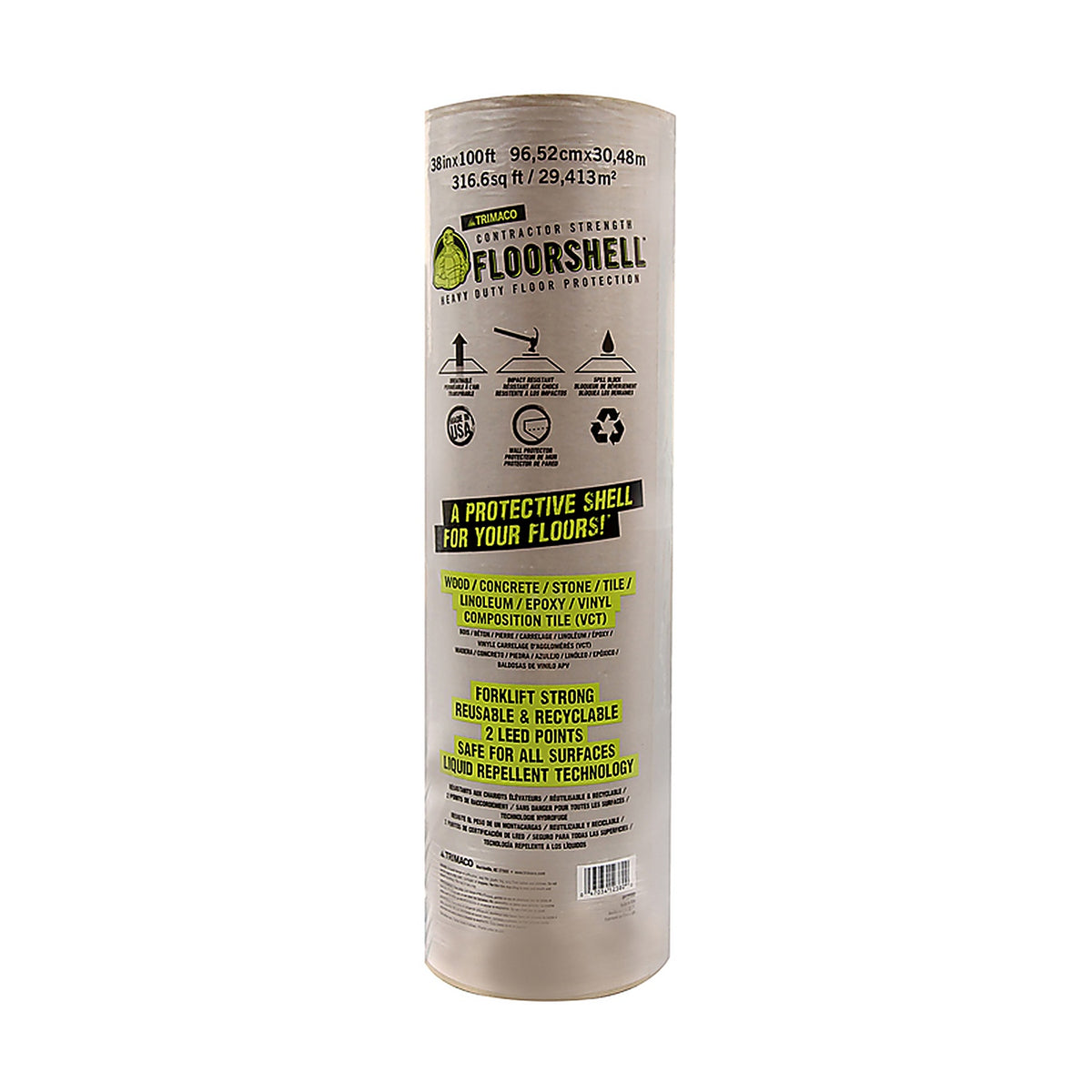 Trimaco - 12380 - FloorShell Surface Protection 0.046 inch T X 38 inch W X 100 foot L Paper Brown