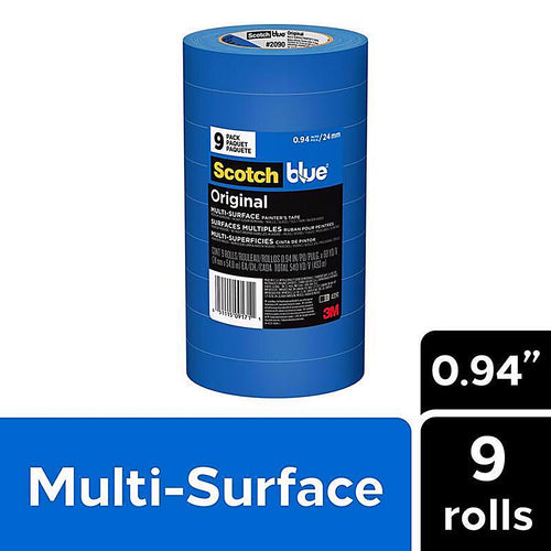 3M - 2090-24AP9 - ScotchBlue .94 in. W x 60 yd. L Blue Medium Strength Painter's Tape 9/Pack