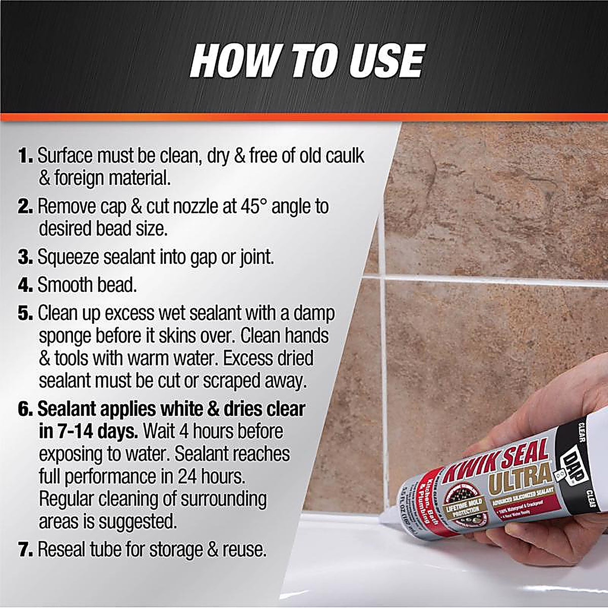 DAP - 7079818915 - Kwik Seal Ultra Clear Siliconized Acrylic Kitchen and Bath Caulk Sealant 5.5 oz