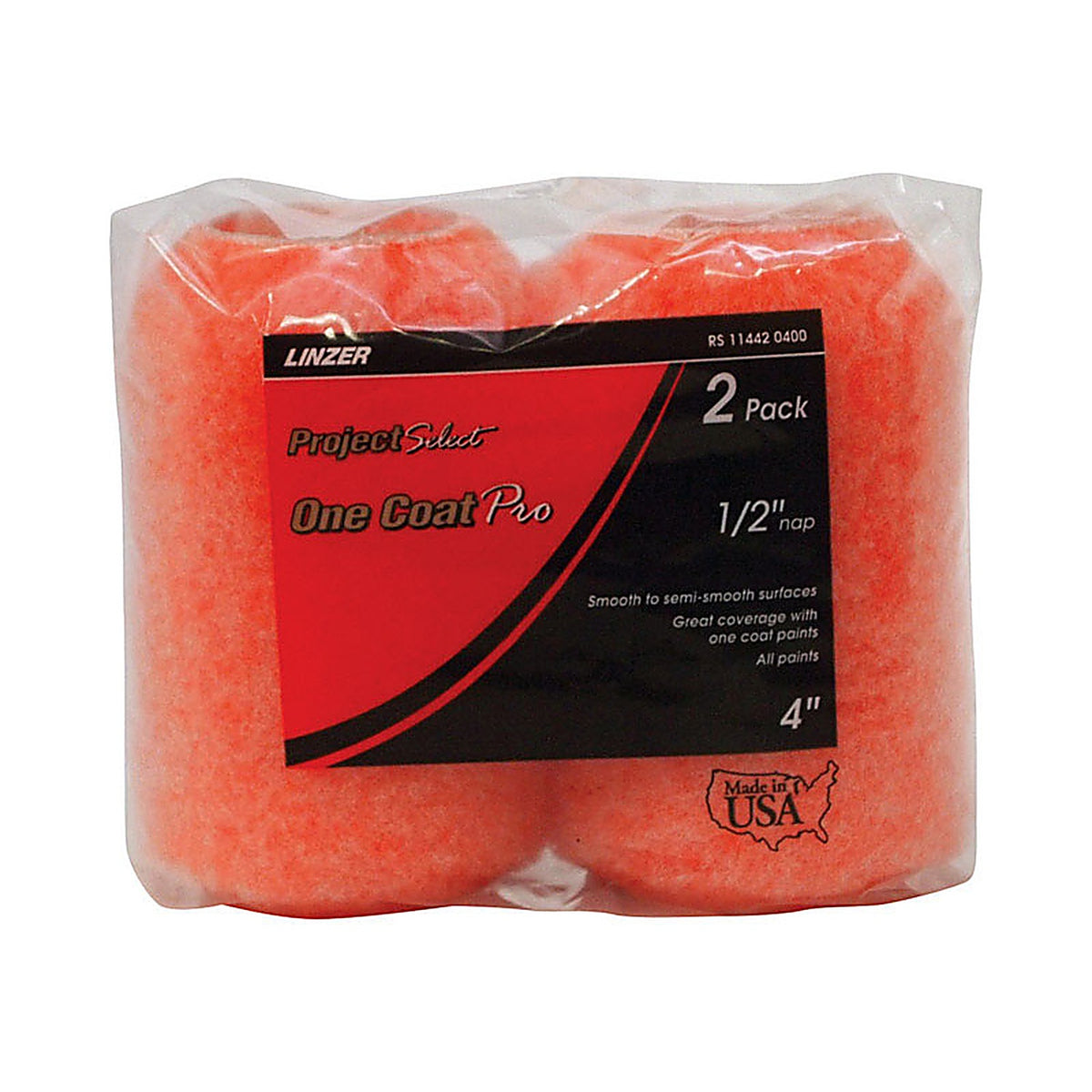 Linzer - RS114420400 - Project Select One Coat Pro Polyester 4 in. W x 1/2 in. Regular Paint Roller Cover - 2/Pack