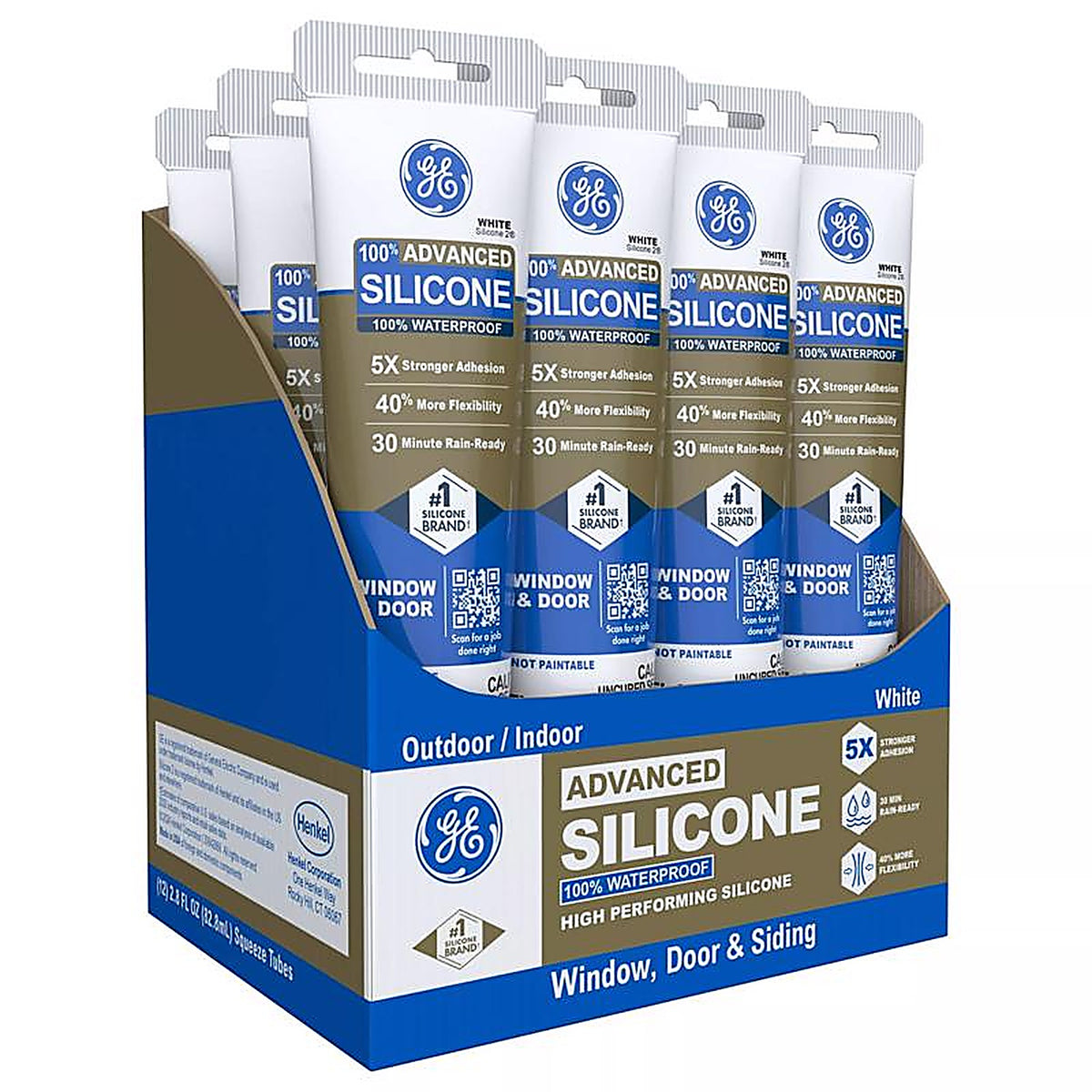 GE - 2810438 - Advanced White Silicone 2 Window and Door Caulk Sealant 2.8 oz