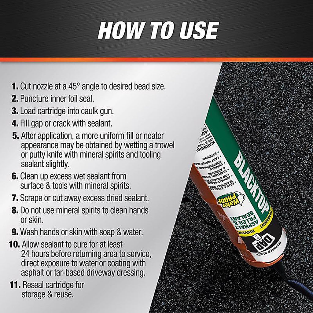 DAP - 7079827065 - Blacktop Black Synthetic Asphalt/Rubber Asphalt Sealant 10.1 oz