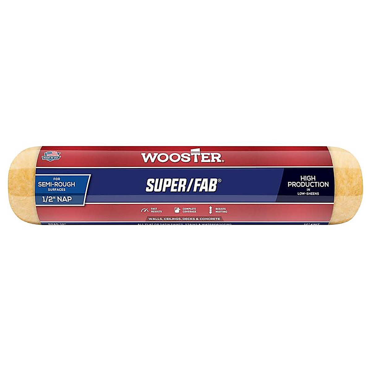 Wooster - R240-12 - Super/Fab Knit 12 in. W X 1/2 in. Regular Paint Roller Cover 1 pk