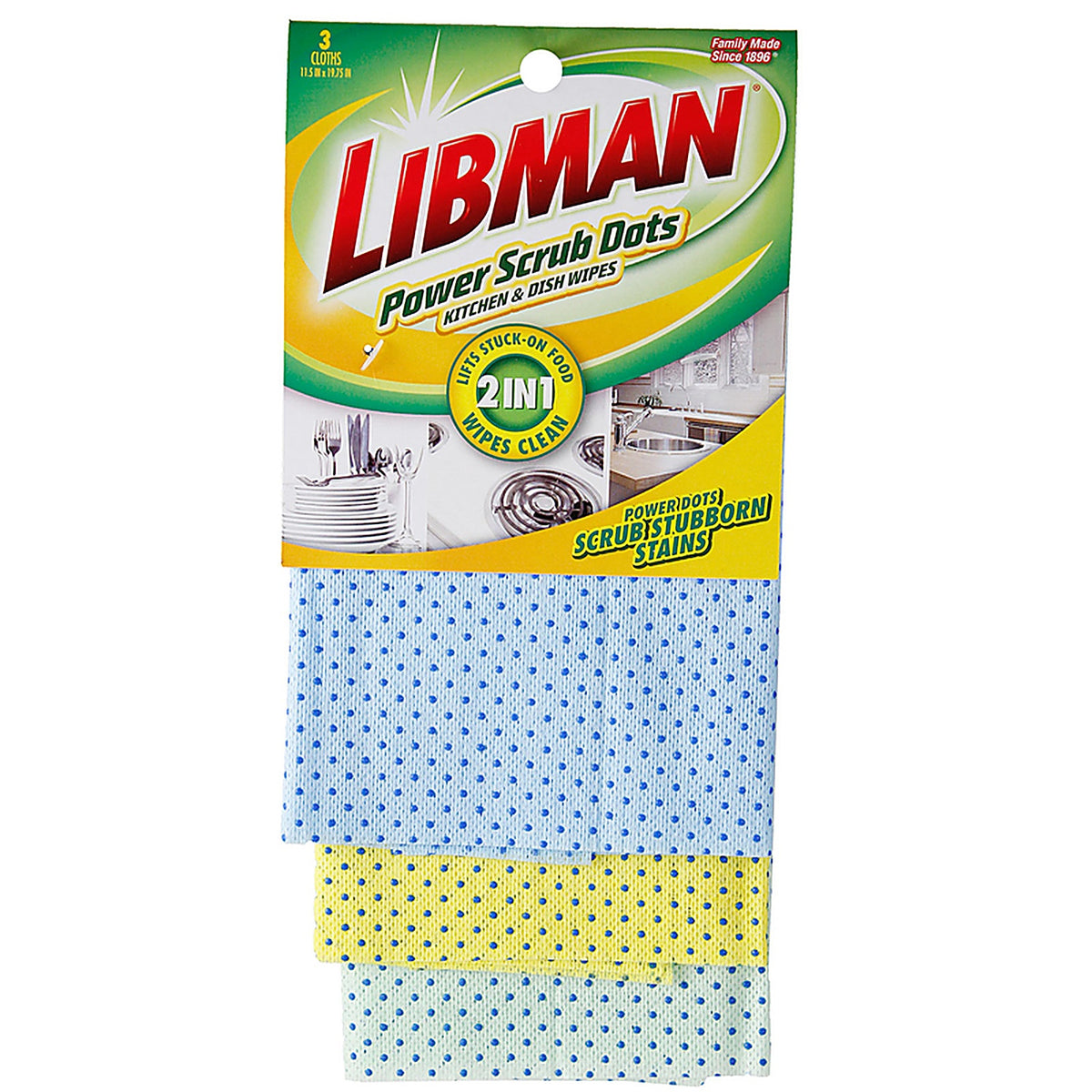 Libman - 337 - Power Scrub Dots Delicate, Light Duty Scrubbing Cloths For Kitchen 19.75 in. L 3 pk