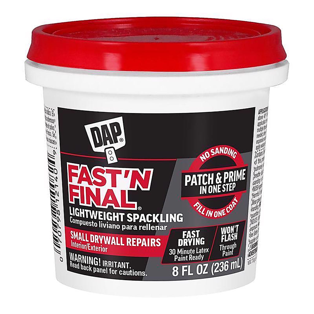 DAP - 7079812140 - Fast 'N Final Ready to Use White Lightweight Spackling Compound 8 oz