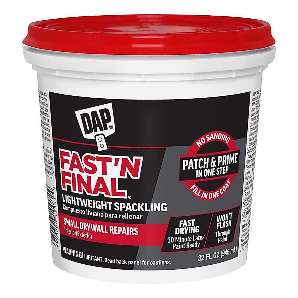 DAP - 7079812142 - Fast 'N Final Ready to Use White Lightweight Spackling Compound 32 oz