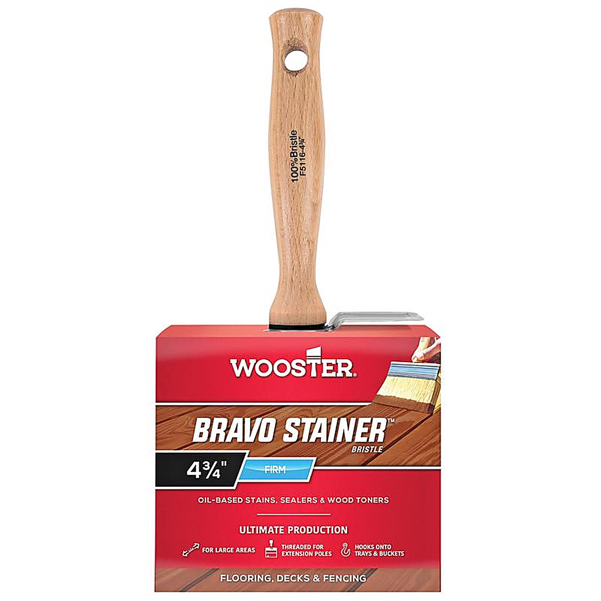 Wooster - F5116-4 3/4 - Bravo Stainer 4-3/4 in. Flat Stain Brush