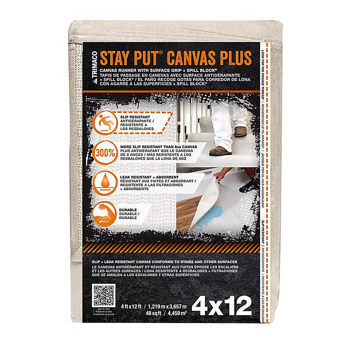 Trimaco - 04328 - Stay Put 4 ft. W X 12 ft. L Canvas Drop Cloth 1 pk