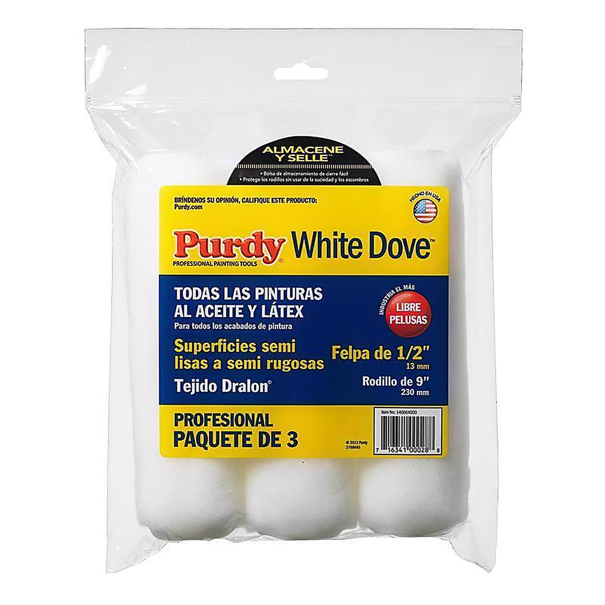 Purdy - 140864000 - White Dove Dralon 9 in. W X 1/2 in. S Regular Paint Roller Cover 3 pk