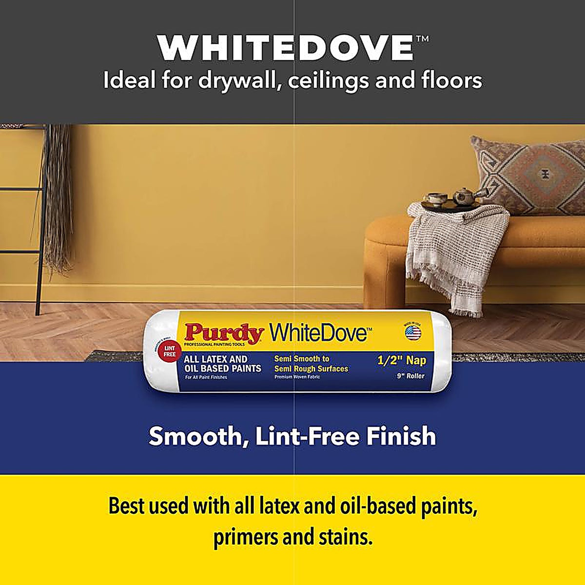 Purdy - 14A670142 - White Dove Dralon 14 in. W X 3/8 in. S Regular Paint Roller Cover 1 pk
