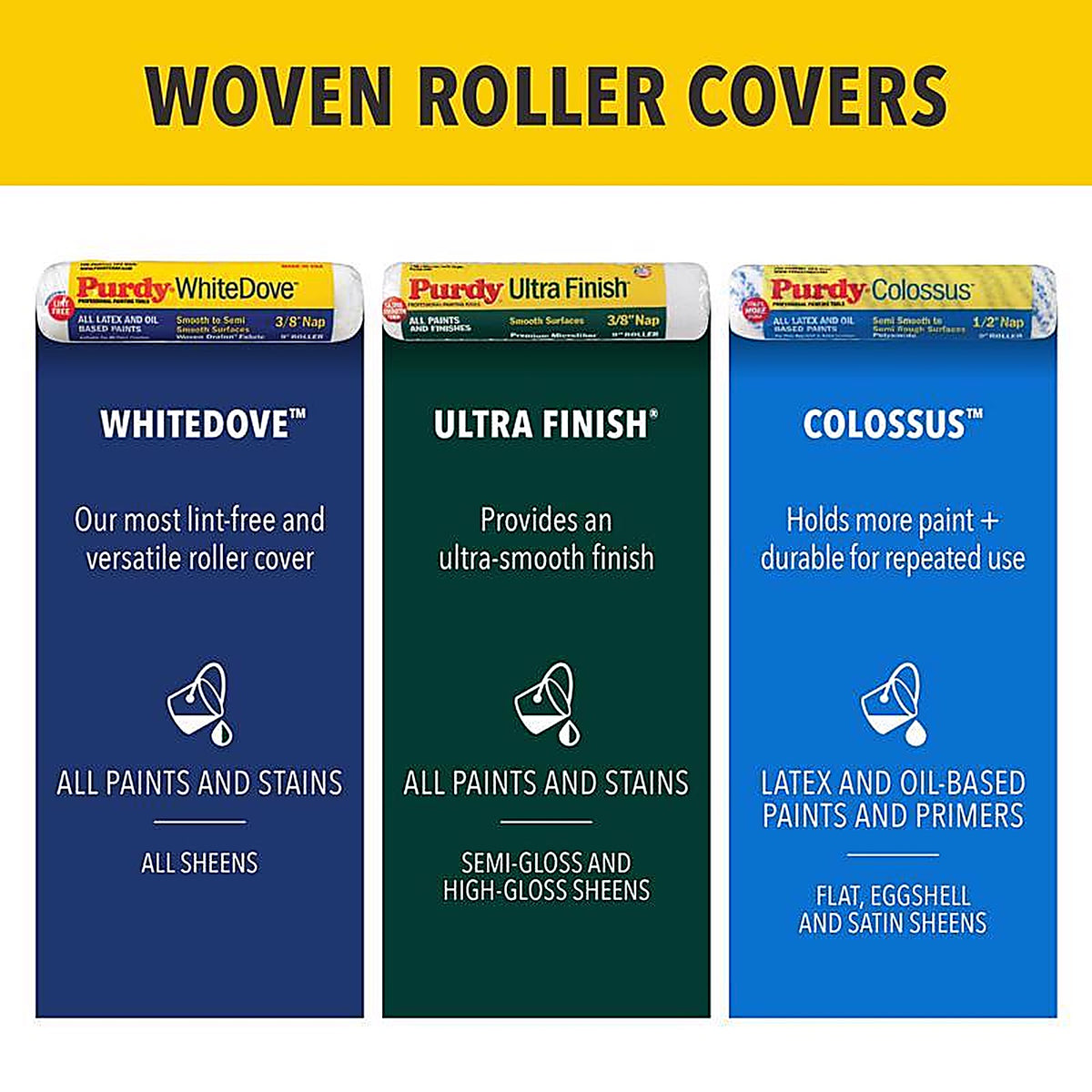 Purdy - 14A670142 - White Dove Dralon 14 in. W X 3/8 in. S Regular Paint Roller Cover 1 pk