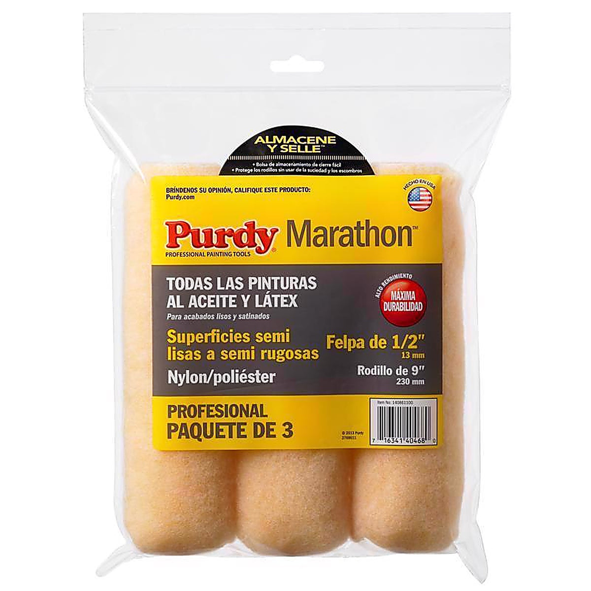 Purdy - 14F861100 - Marathon Nylon/Polyester 9 in. W X 1/2 in. S Paint Roller Cover 3 pk