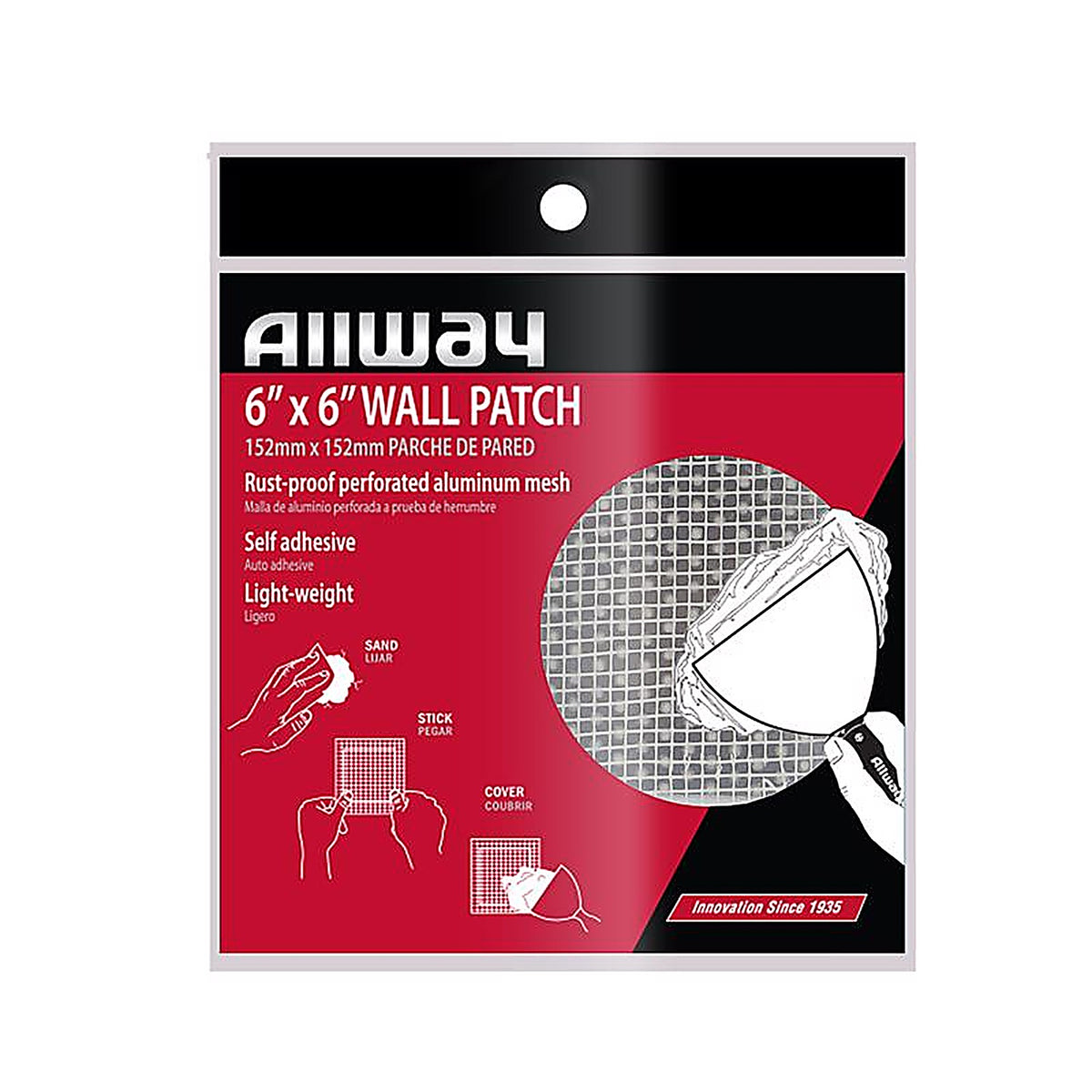Allway - WP6 - 6 in. L X 6 in. W Fiberglass White Self Adhesive Drywall Mesh Patch