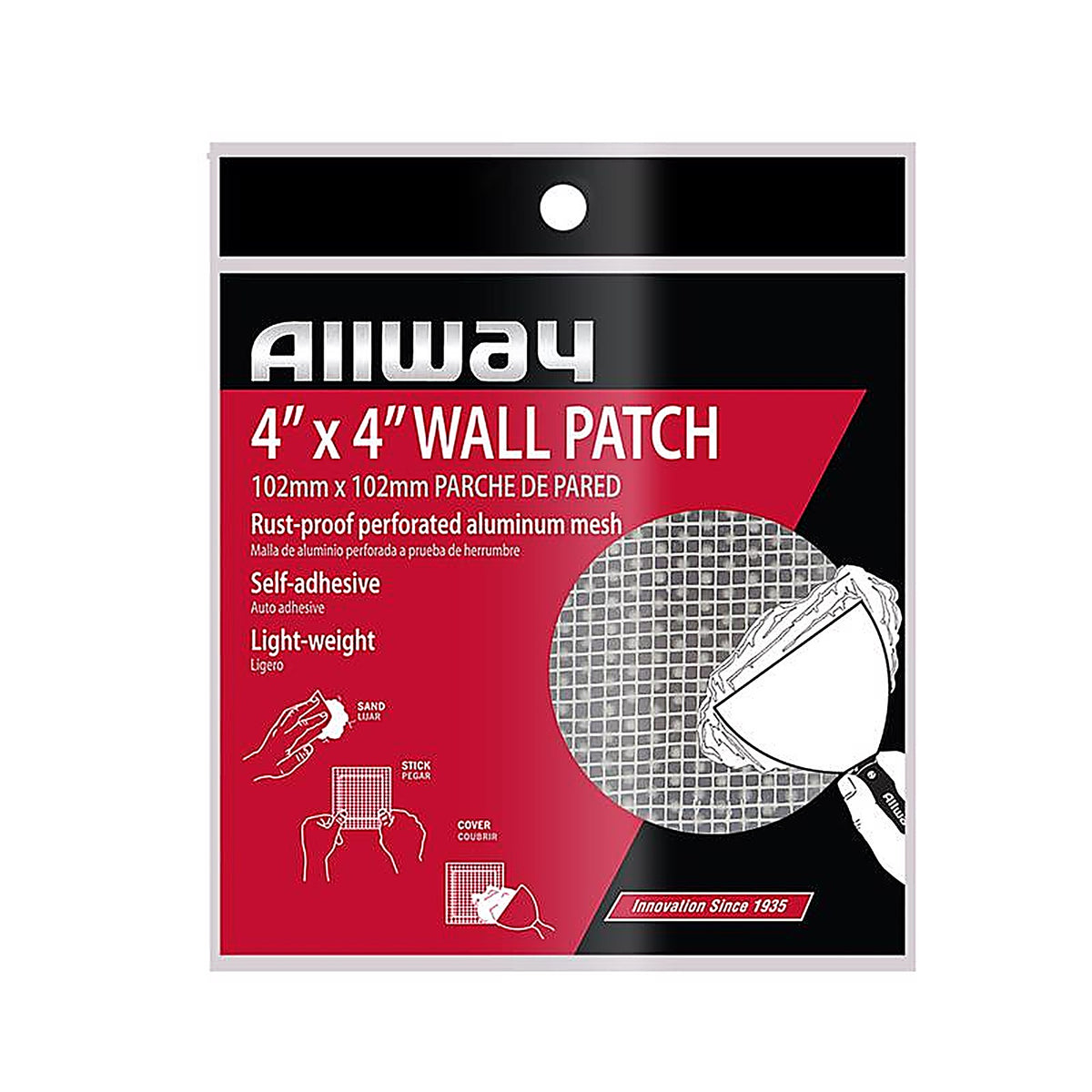 Allway - WP4 - 4 in. L X 4 in. W Fiberglass White Self Adhesive Drywall Mesh Patch