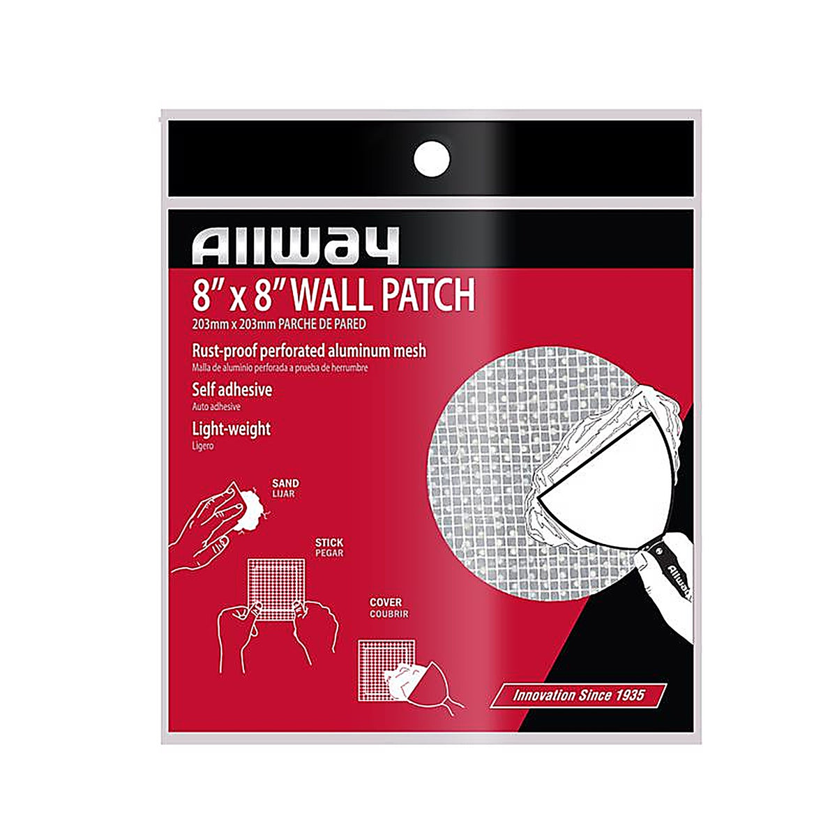 Allway - WP8 - 8 in. L X 8 in. W Fiberglass White Self Adhesive Drywall Mesh Patch