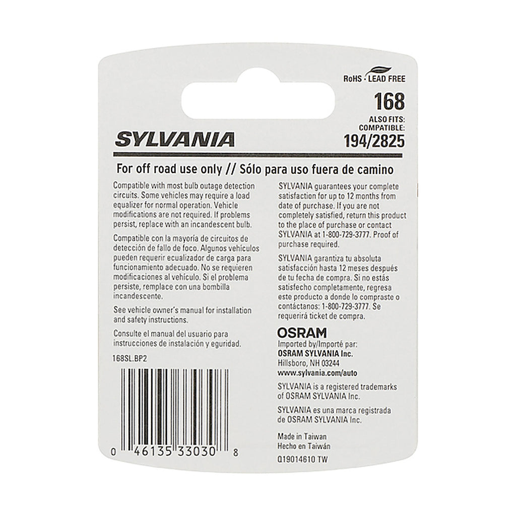 Sylvania - 168SLBP2 - 168 White Style LED Mini Bulb, 2 Pack