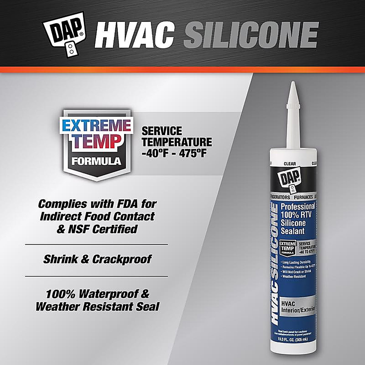 DAP - 7079808011 - HVAC Silicone Clear 100% RTV Silicone HVAC Sealant 10.3 oz