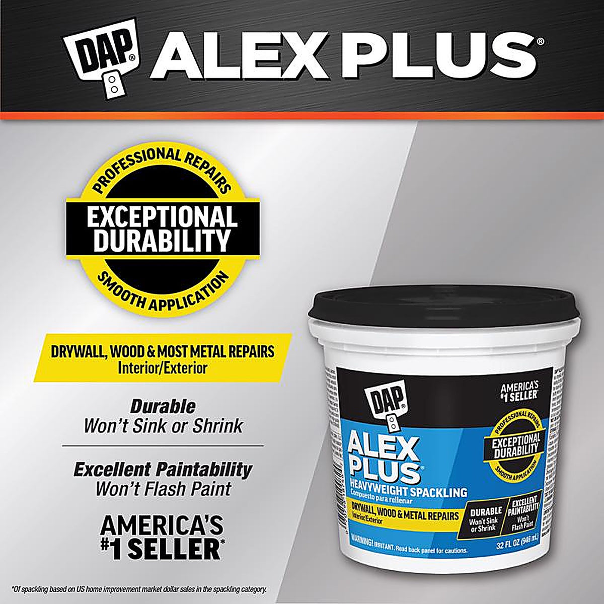 DAP - 7079818746 - Alex Plus Ready to Use White Spackling Compound 1 qt