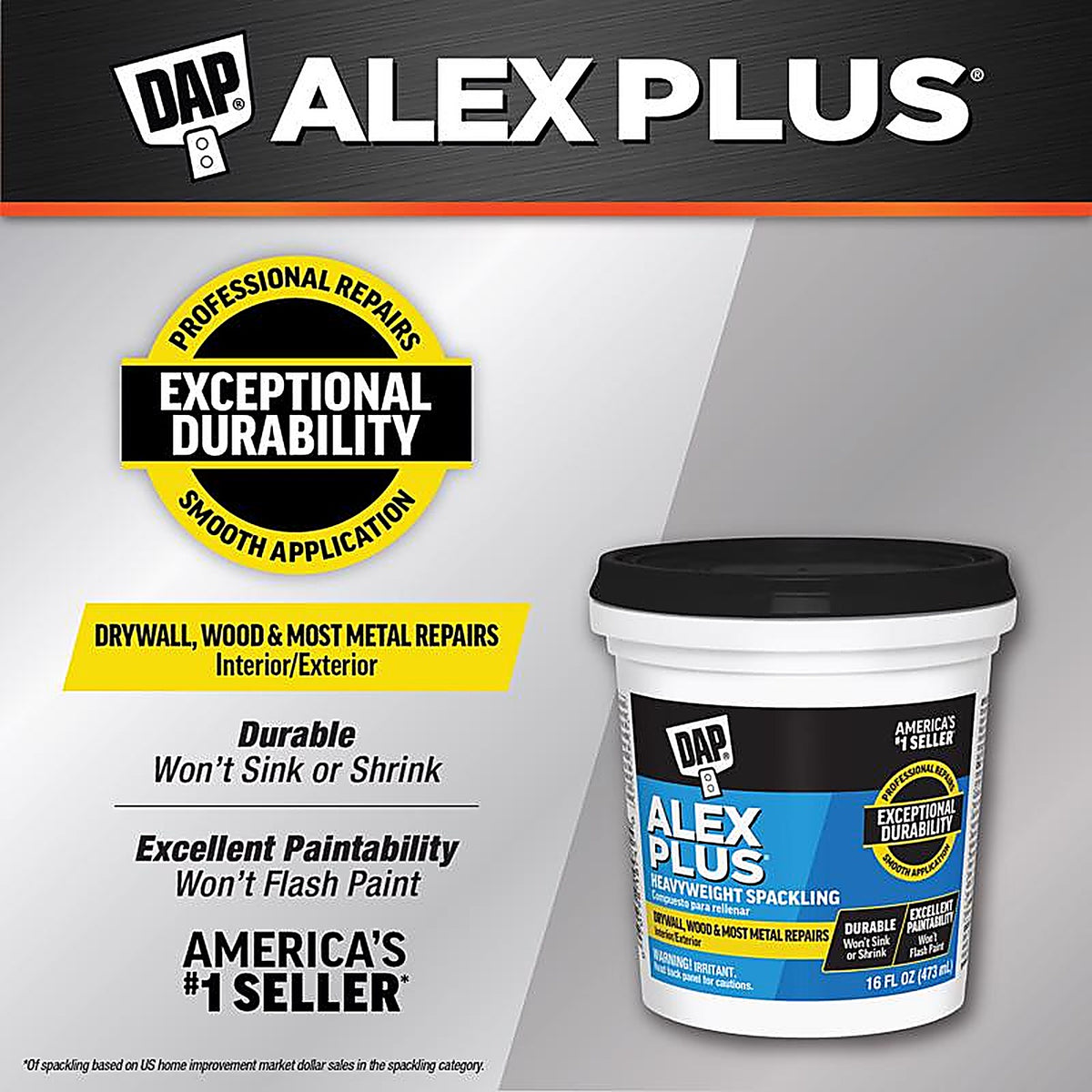 DAP - 7079818745 - Alex Plus Ready to Use White Spackling Compound 1 pt