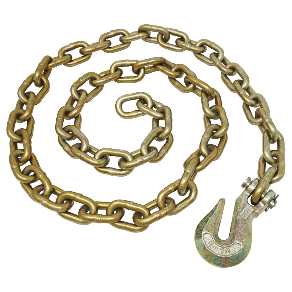AES|1706|Alloy Chain with Single Grab Hook, 3/8 in Dia x 12 ft L, 26400 lb Breaking Point, Gold