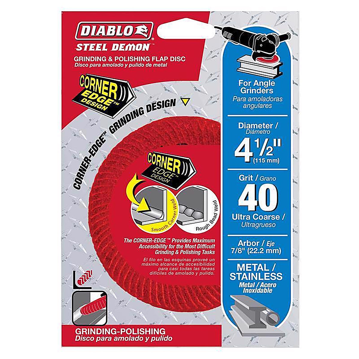 Diablo - DCC045040N01F - Steel Demon 4.5 in. Premium Zirconium Blend Bolt-On Corner Edge Flap Disc 40 Grit Ultra Coars
