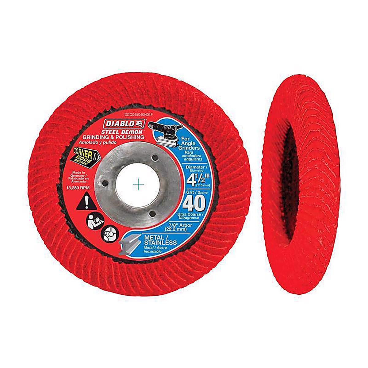 Diablo - DCC045040N01F - Steel Demon 4.5 in. Premium Zirconium Blend Bolt-On Corner Edge Flap Disc 40 Grit Ultra Coars