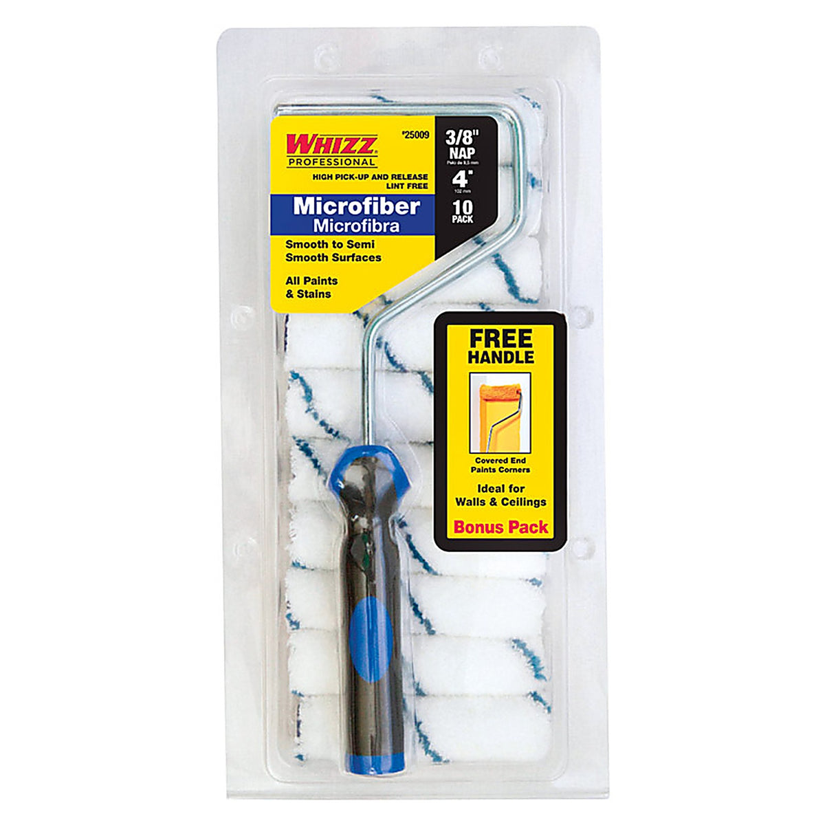 Whizz - 25009F - Microfiber 4 in. W x 3/8 in. Mini Paint Roller Cover - 10/Pack