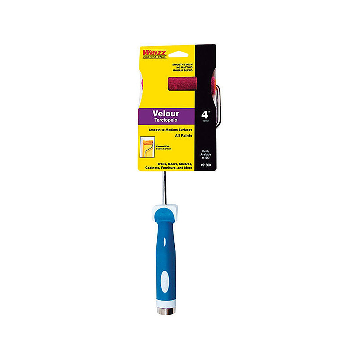 Whizz - 51600 - 4 in. W Mini Paint Roller Frame and Cover Threaded End