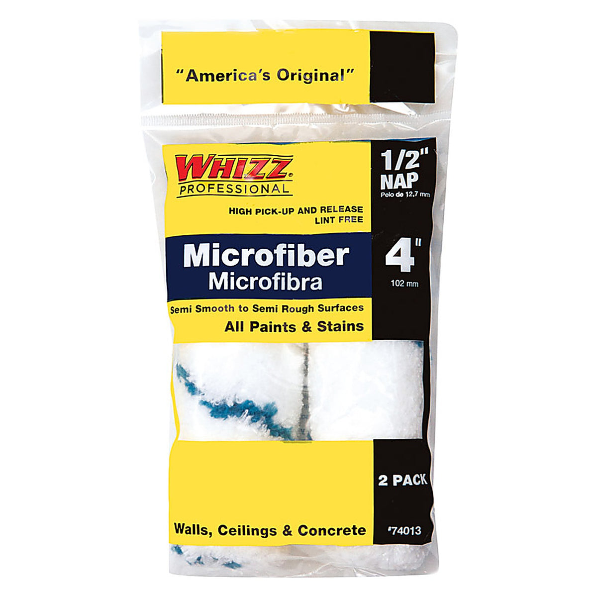 Whizz - 74013 - Xtrasorb Microfiber 4 in. W x 1/2 in. Mini Paint Roller Cover - 2/Pack
