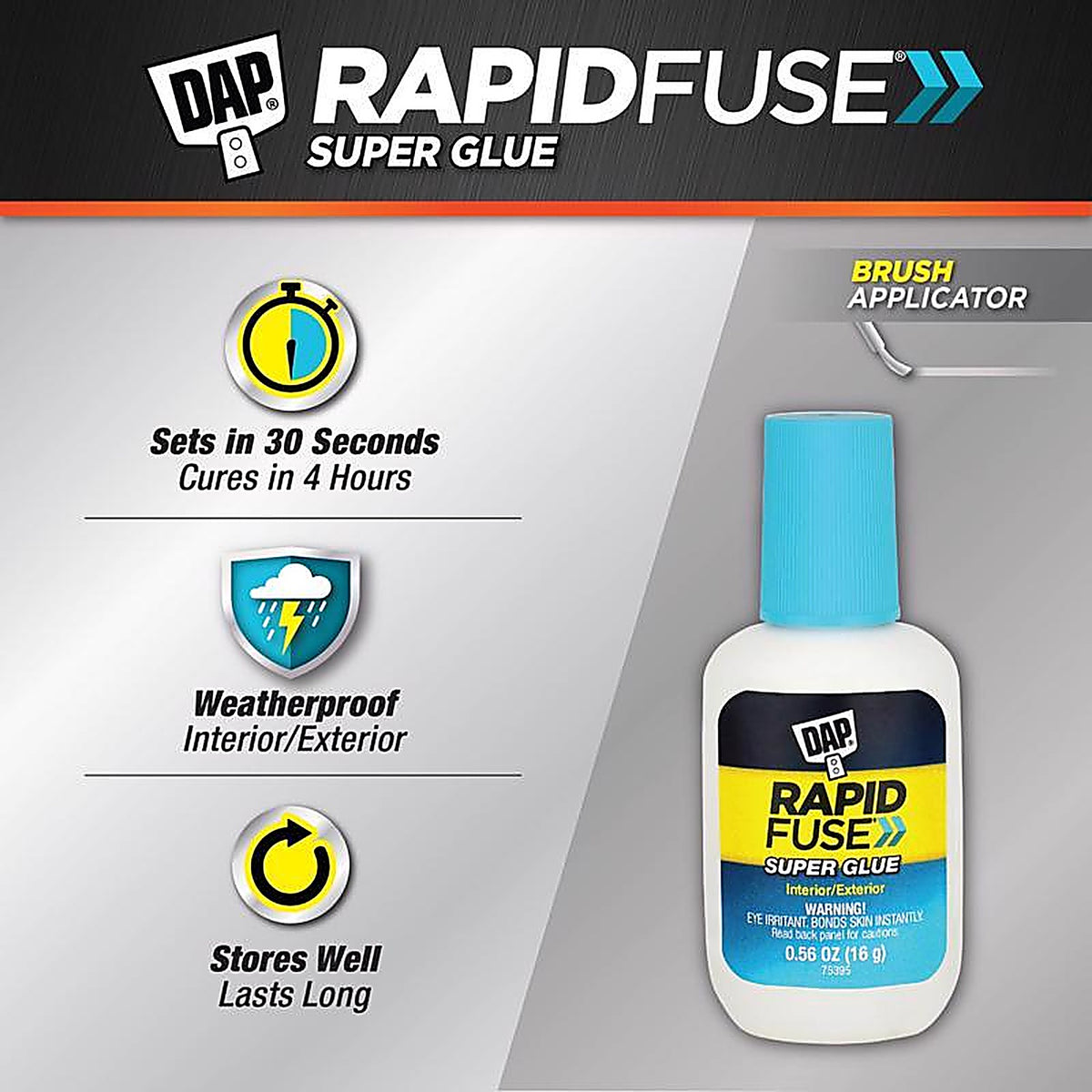 DAP - 7079800173 - Rapid Fuse High Strength Glue All Purpose Brush On 0.56 oz