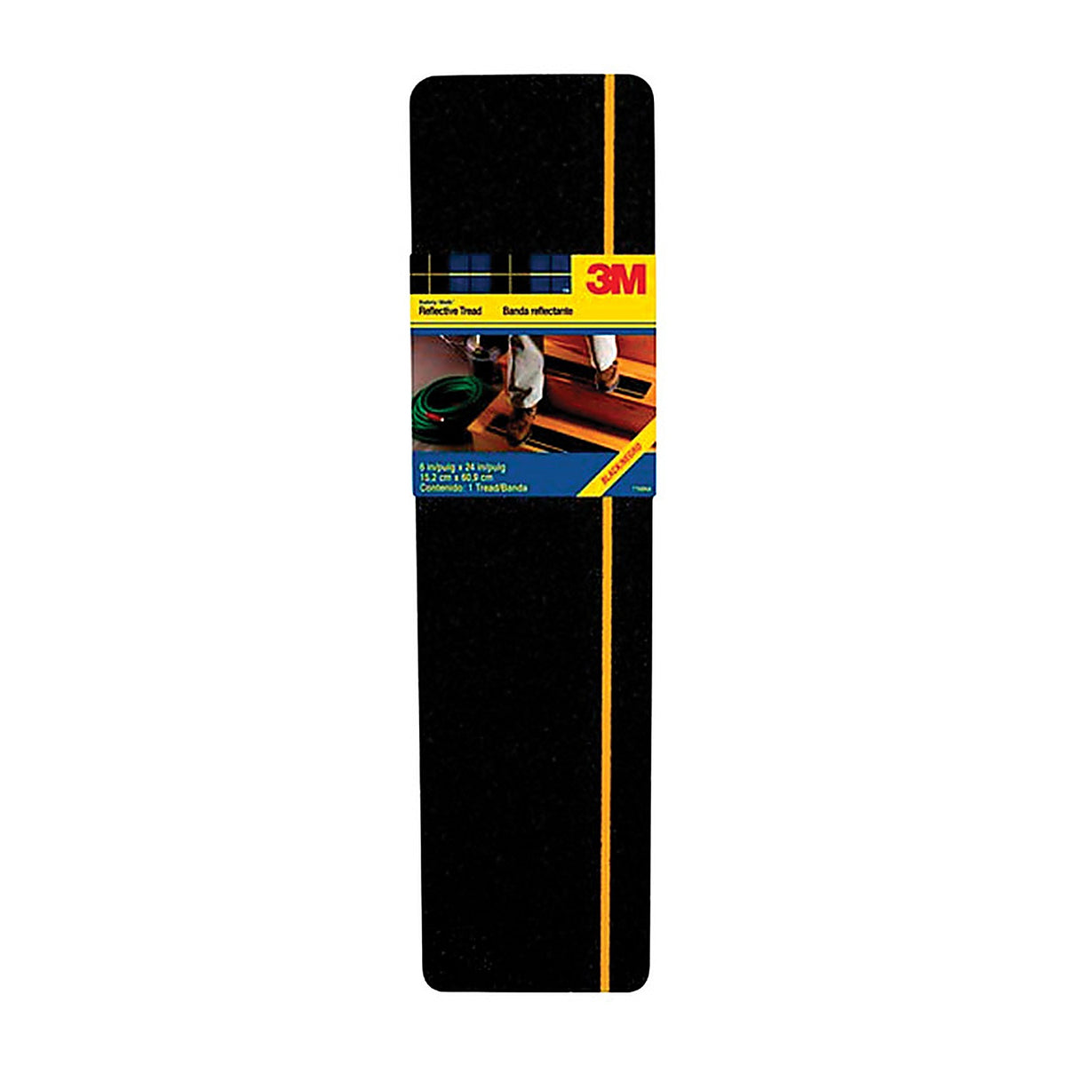 3M - 600BY-T6X24 - Safety-Walk Black Reflective Adhesive Tread 6 in. W x 2 ft. L - 1/Pack