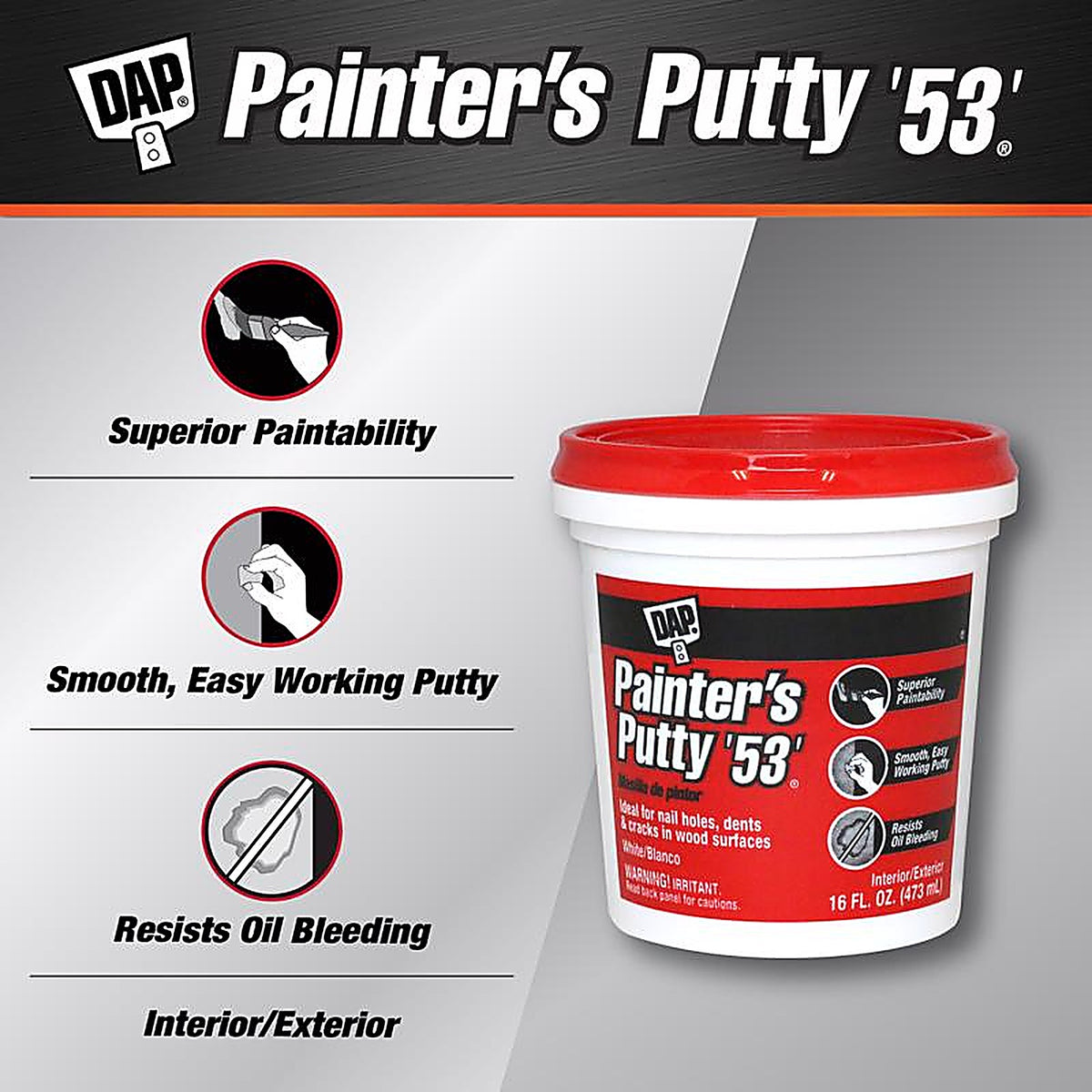 DAP - 7079812242 - Ready to Use White Painter's Putty 1 pt