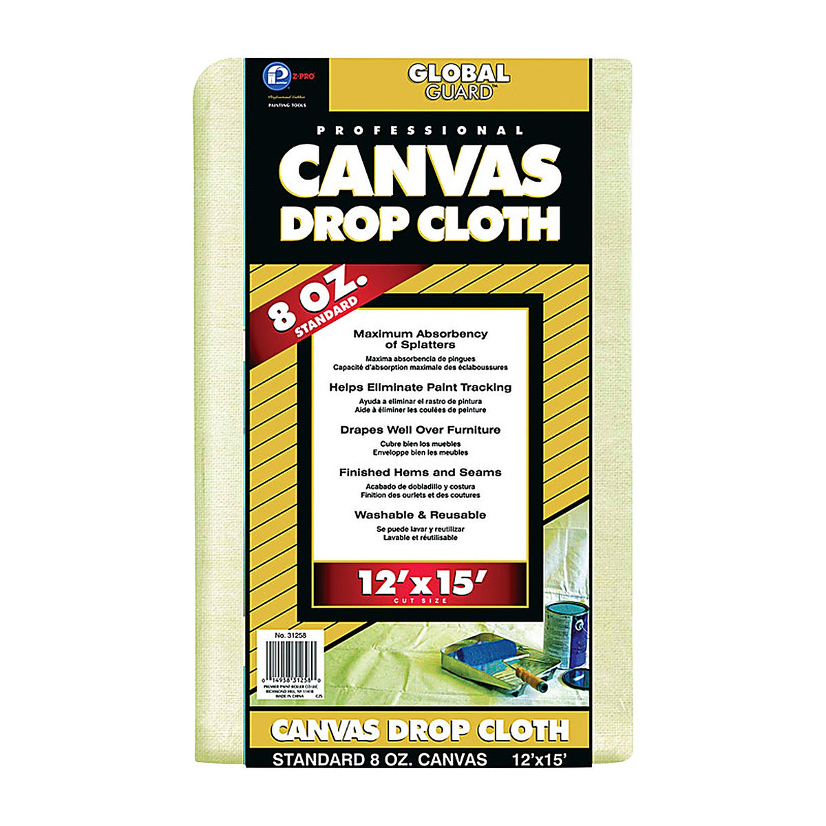 Premier - 31258 - GlobalGuard 12 ft. W X 15 ft. L 8 oz Professional Grade Canvas Drop Cloth 1 pk