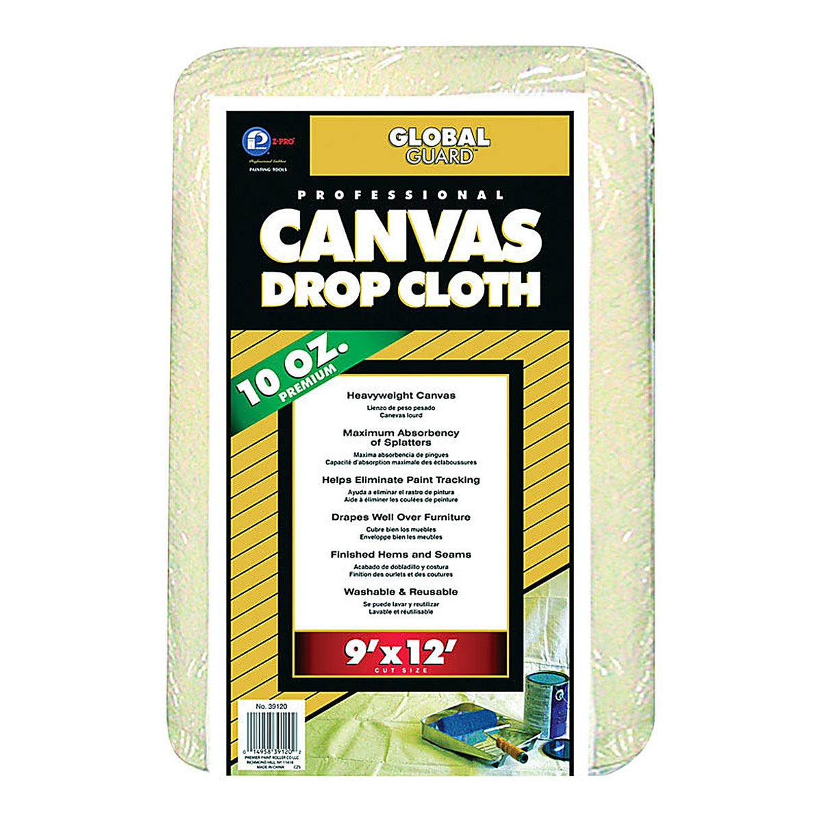 Premier - 39120 - GlobalGuard 9 ft. W X 12 ft. L 10 oz Professional Grade Canvas Drop Cloth 1 pk