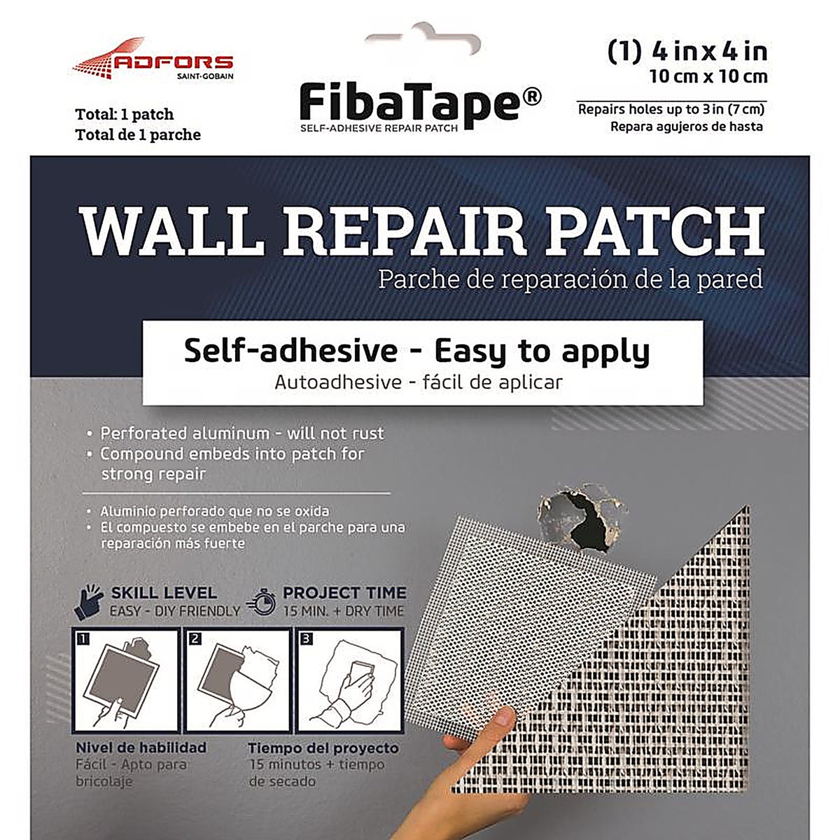 Saint-Gobain - FDW6836-U - FibaTape 4 in. L X 4 in. W Fiberglass Reinforced Aluminum White Self Adhesive Wa