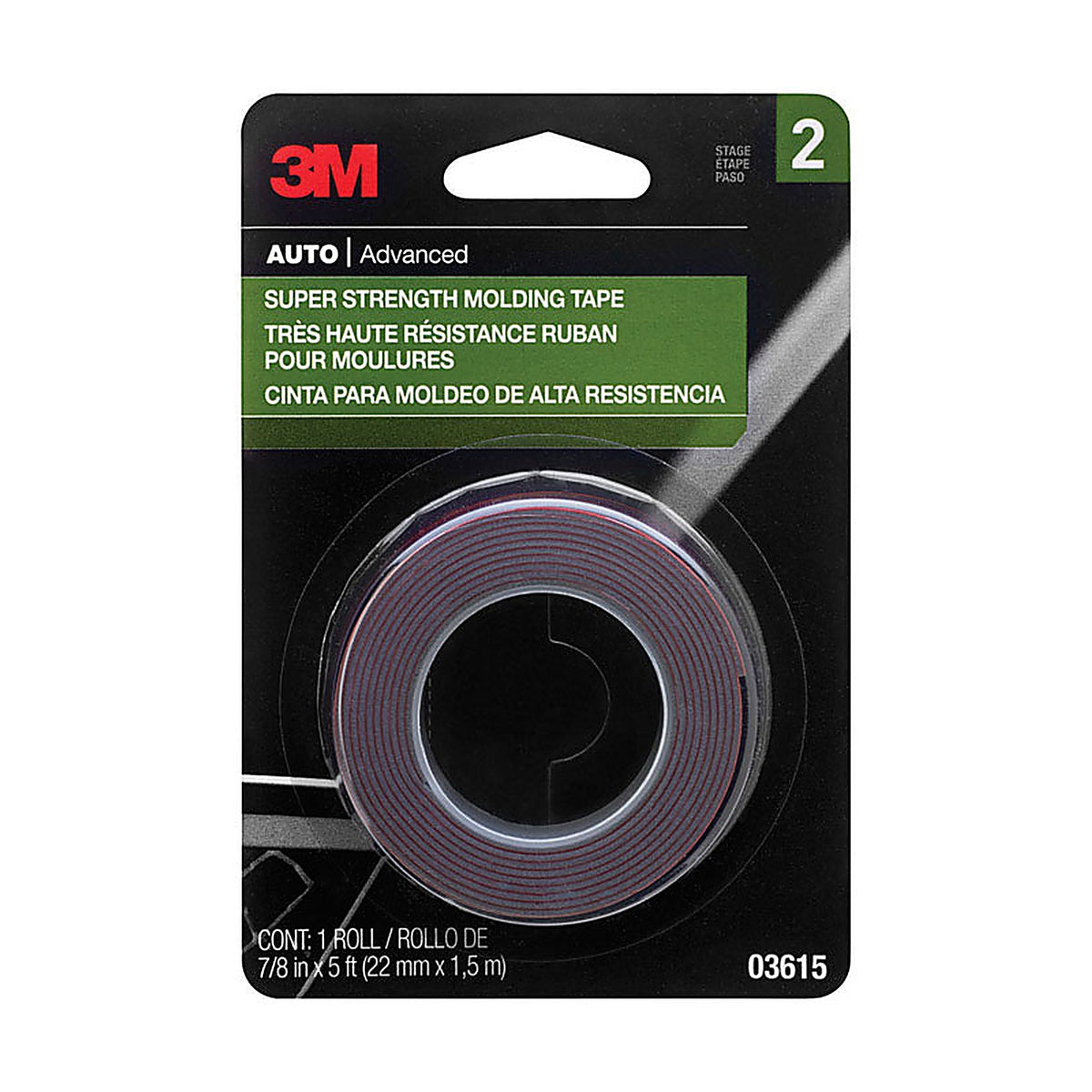 3M - 3615 - Double Sided 7/8 in. W X 5 ft. L Molding Tape Red