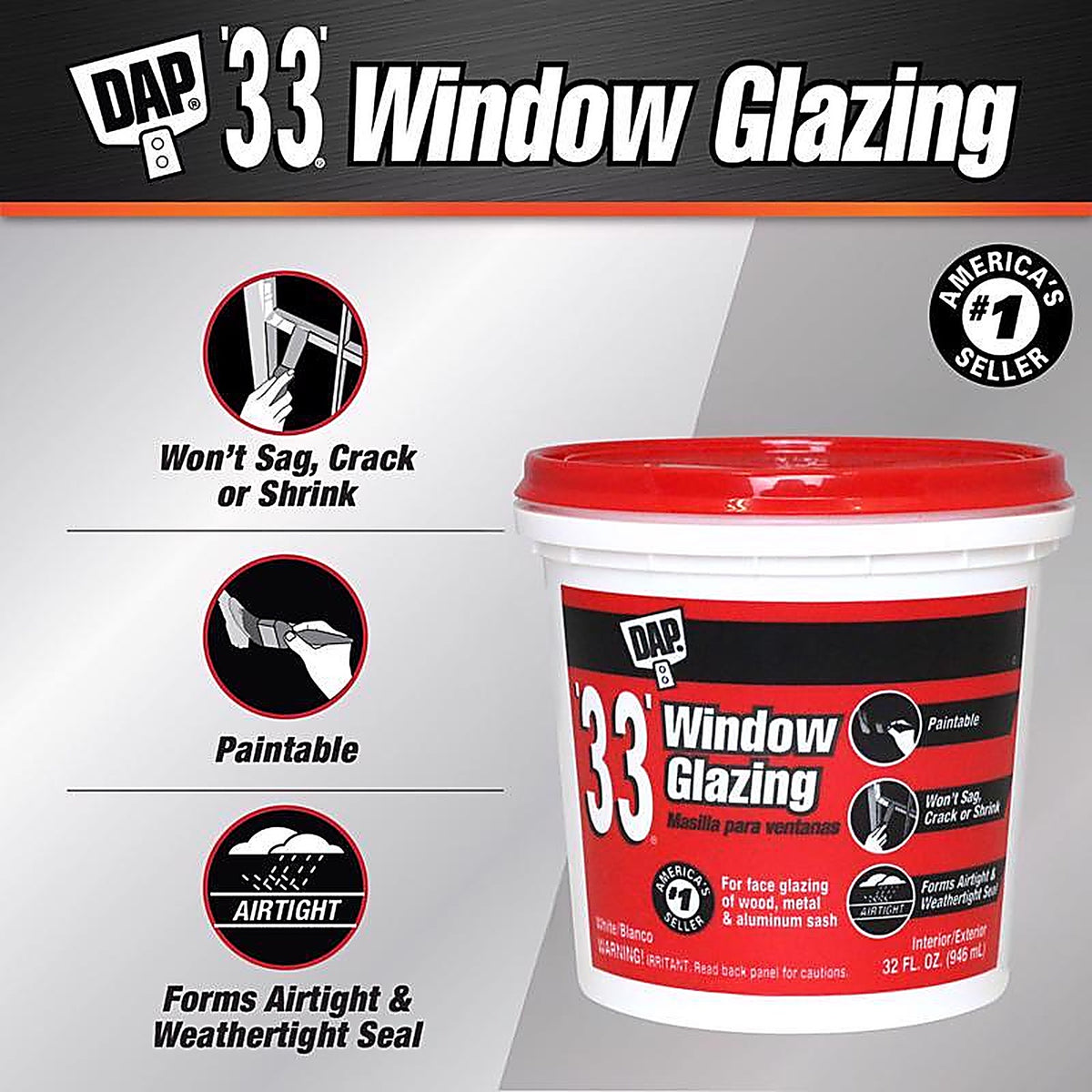 DAP - 7079812122 - White Glazing Compound 1 qt