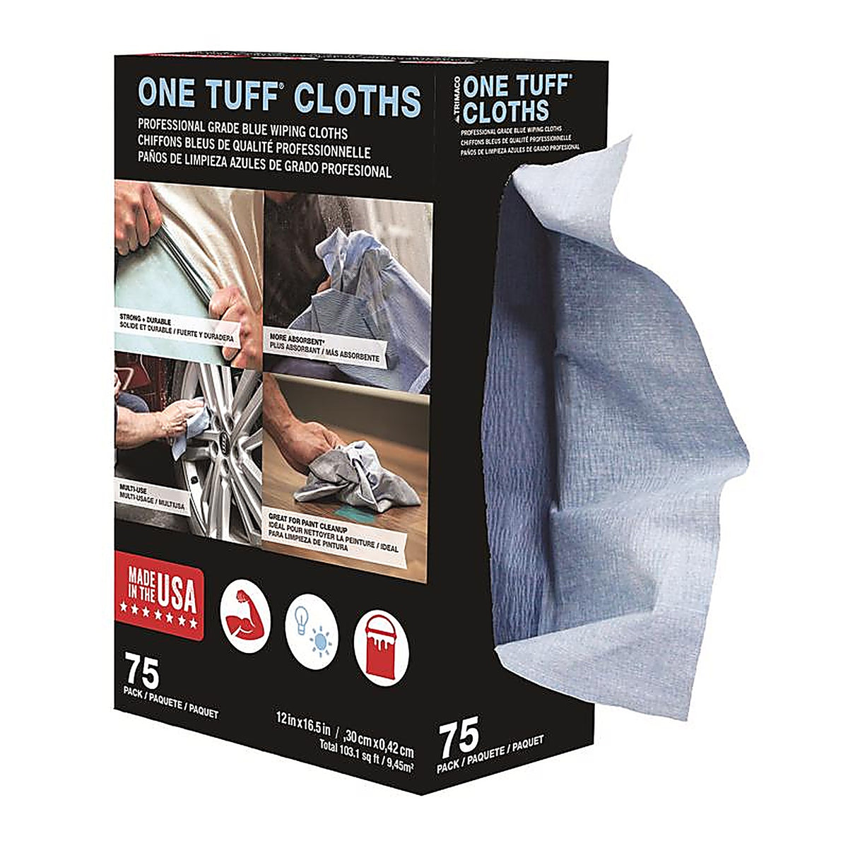 Trimaco - 84075 - One Tuff Fiber Blend Wiping Cloth 12 in. L 75 pk