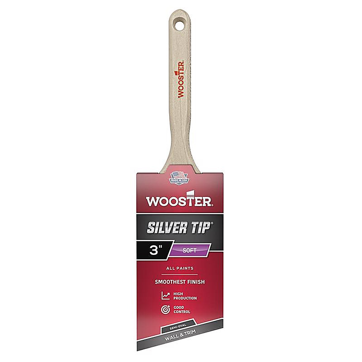 Wooster - 5228-3 - Silver Tip 3 in. Soft Semi-Oval Angle Paint Brush