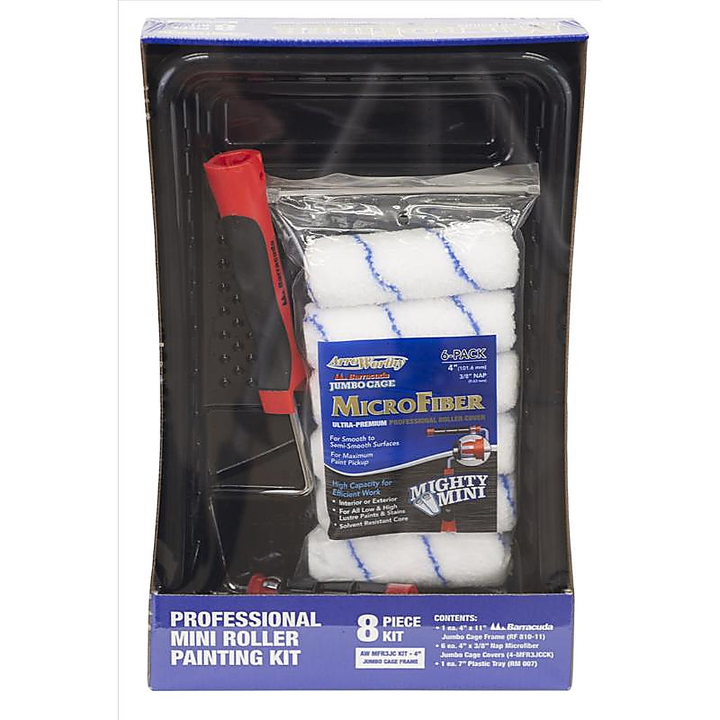ArroWorthy - AW MFR3JC KIT - Barracuda 4 in. W Jumbo Mini Paint Roller Kit Threaded End
