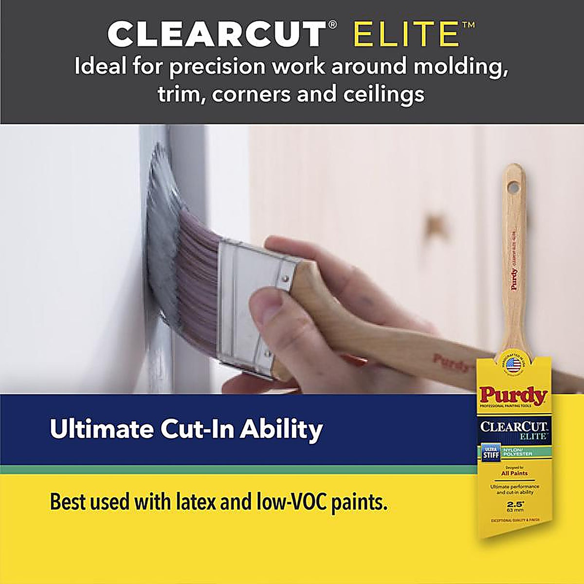 Purdy - 144152830 - ClearCut Elite Glide 3 in. Ultra Stiff Angle Trim Paint Brush