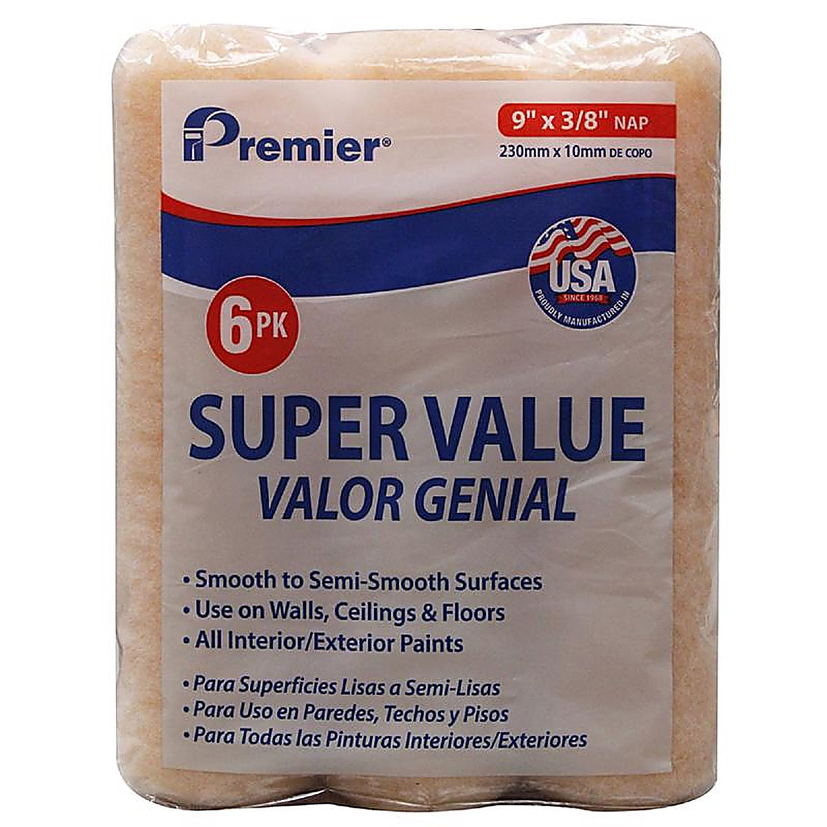 Premier - 6PK38 - Polyester 9 in. W X 3/8 in. Paint Roller Cover 6 pk