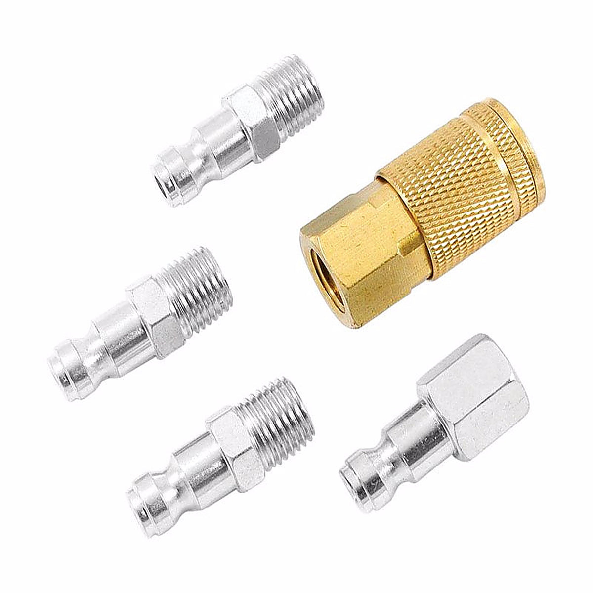 Forney - 75326 - Brass/Steel Air Coupler and Plug Set 1/4 in. 1/4 in. 2 5 pc
