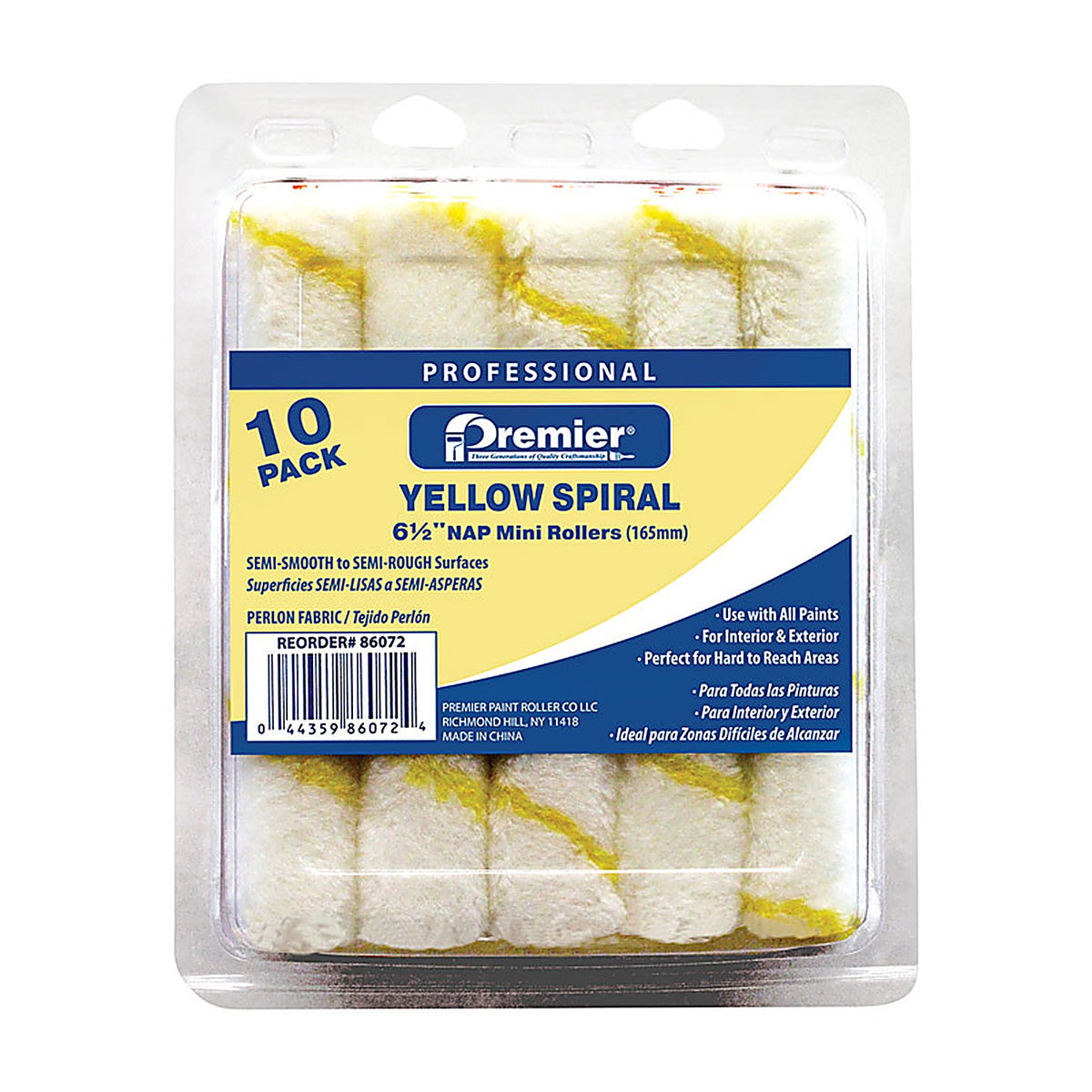Premier - 86072 - Perlon Fabric 6.5 in. W Mini Paint Roller Cover 10 pk