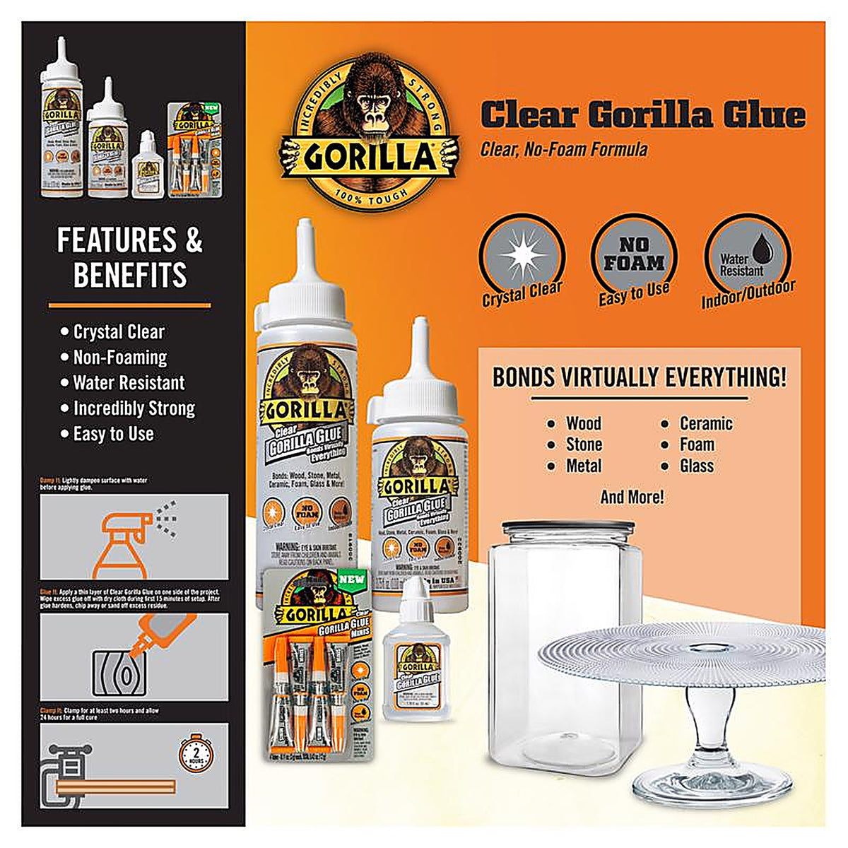 Gorilla - 4541702 - High Strength Glue All Purpose Adhesive 4 pk