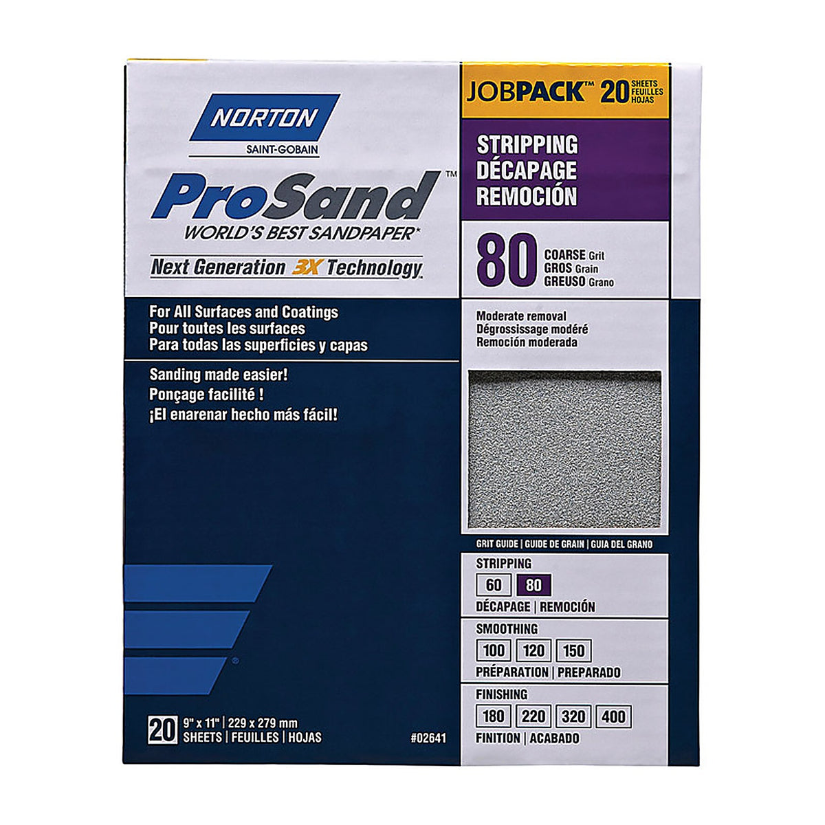 Norton - 7660768174 - ProSand 11 in. L x 9 in. W 80 Grit Aluminum Oxide Sandpaper - 20/Pack