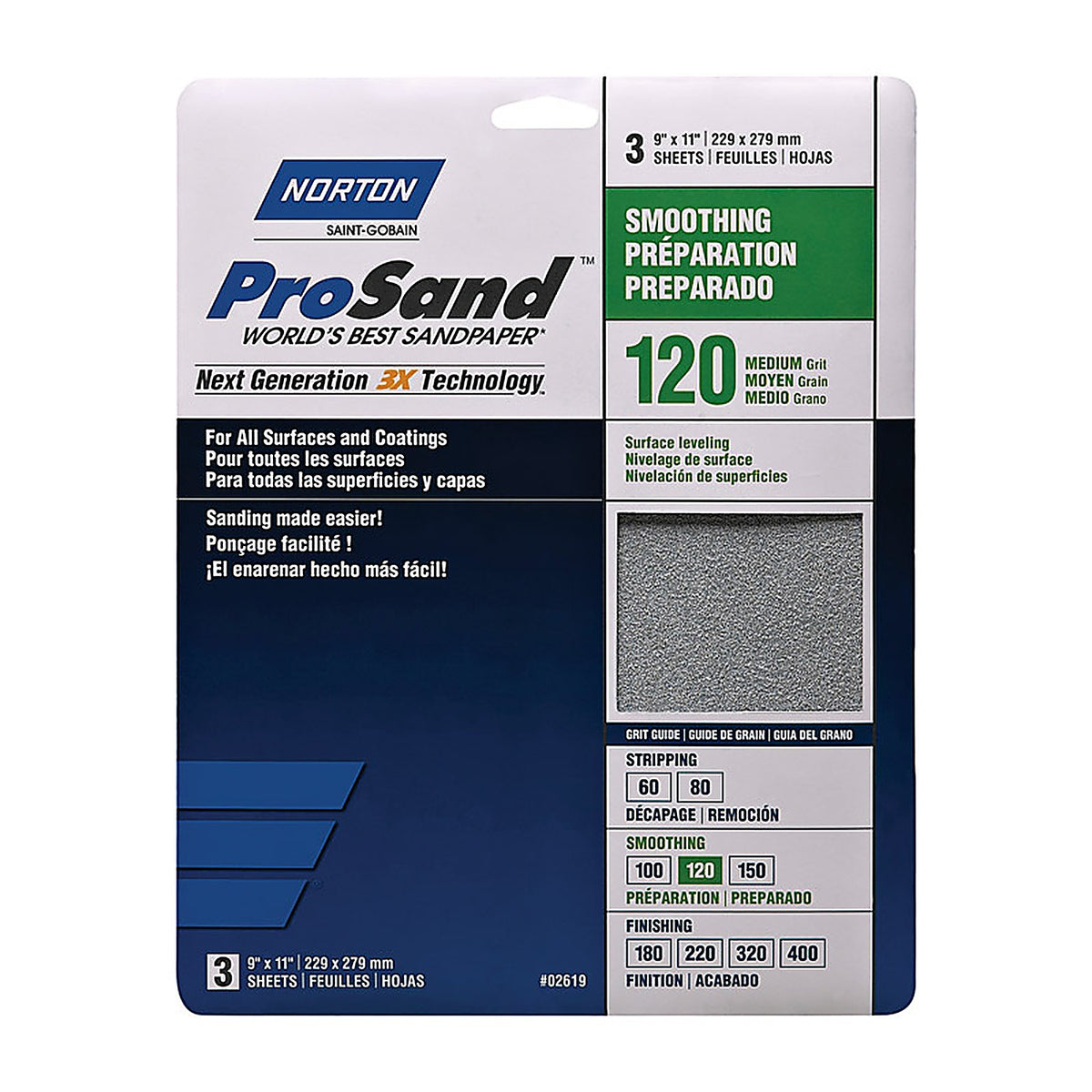 Norton - 7660768161 - ProSand 11 in. L x 9 in. W 120 Grit Aluminum Oxide Sandpaper - 3/Pack